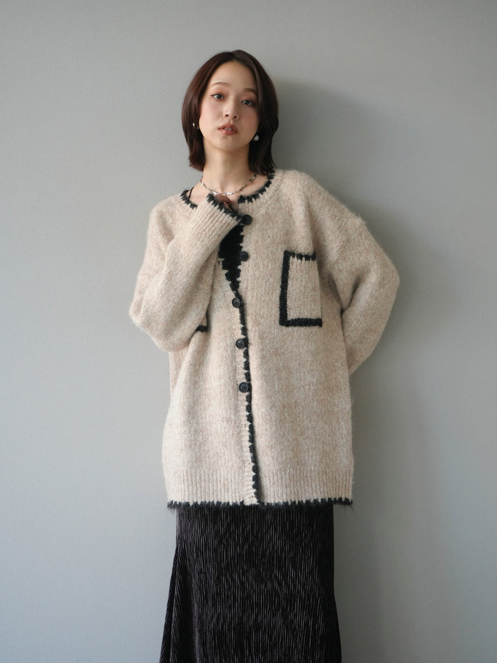 [予約]ハンドステッチニットカーディガン/beige