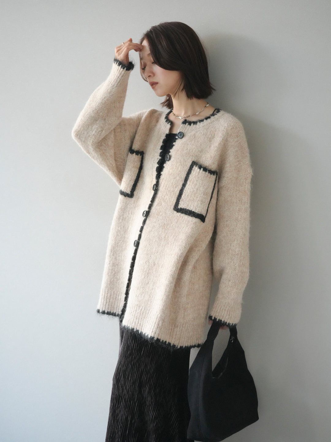 [予約]ハンドステッチニットカーディガン/beige