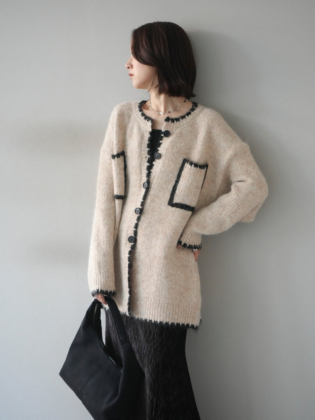 [予約]ハンドステッチニットカーディガン/beige