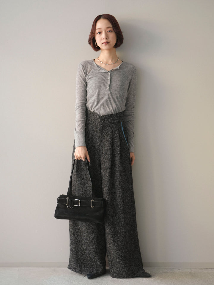 [予約]シアーリブヘンリーネックロンT/gray