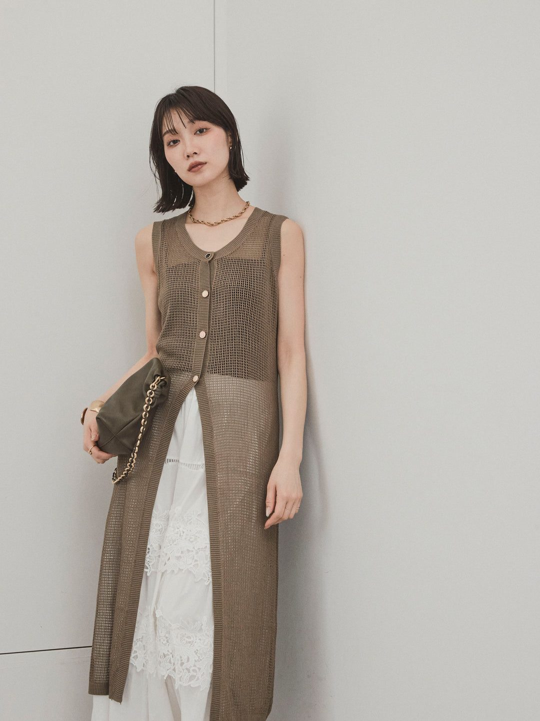 [予約]スカラップレースロングスカート/オフホワイト