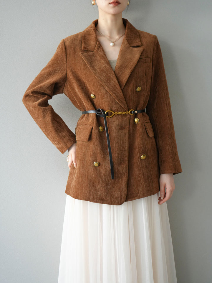 [SET]ベロアダブルジャケット+チュールボリュームスカート(2set)