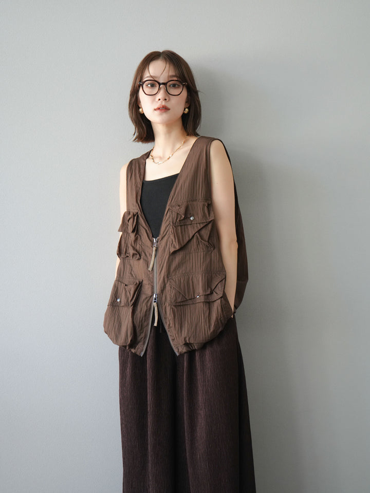 [予約]ナイロンBIGポケットシアーベスト/ブラウン