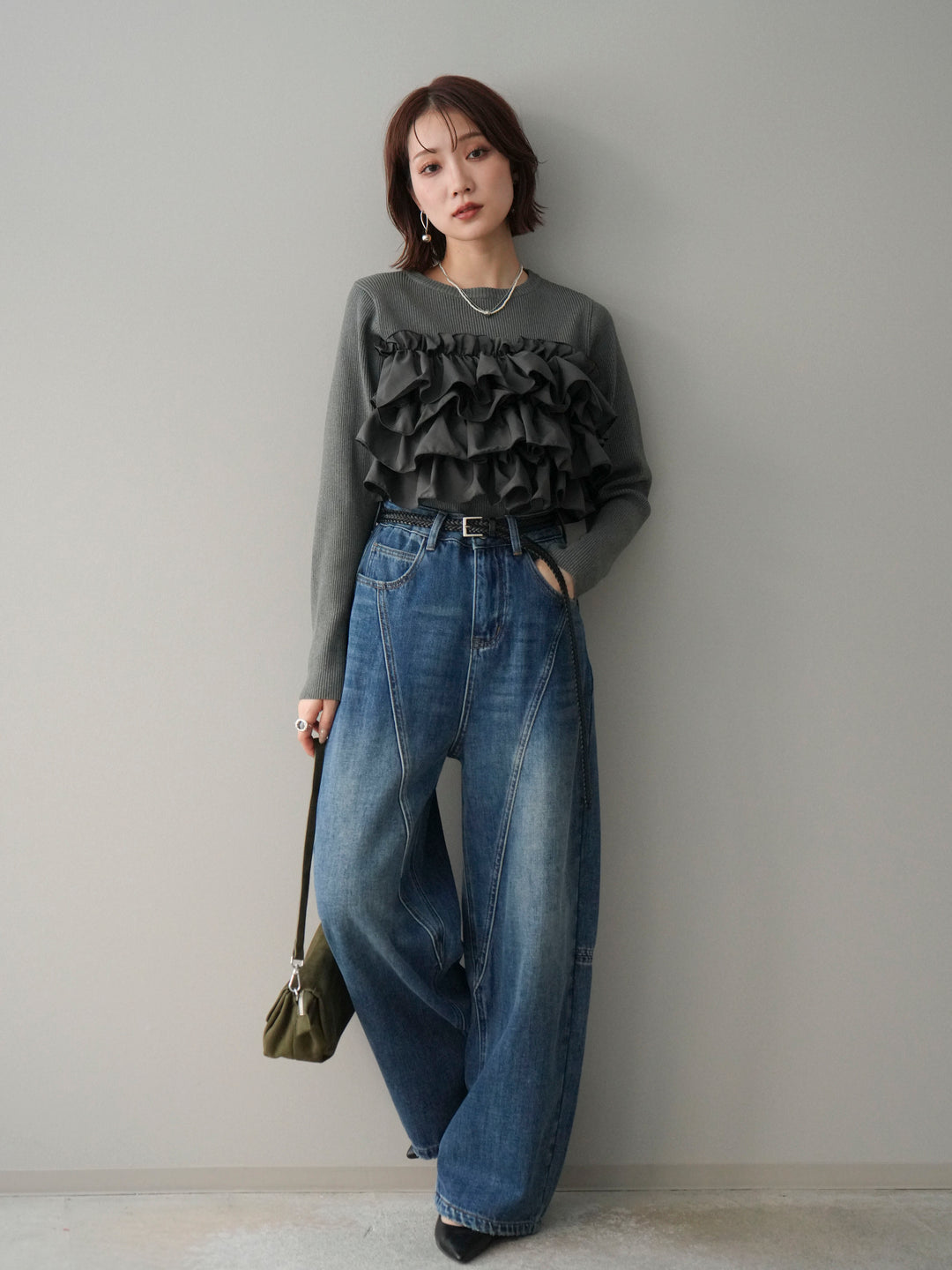 [予約]裏起毛加工デニムカーブパンツ/blue