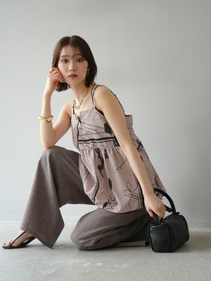 [予約]ペイント柄キャミソール/ベージュ