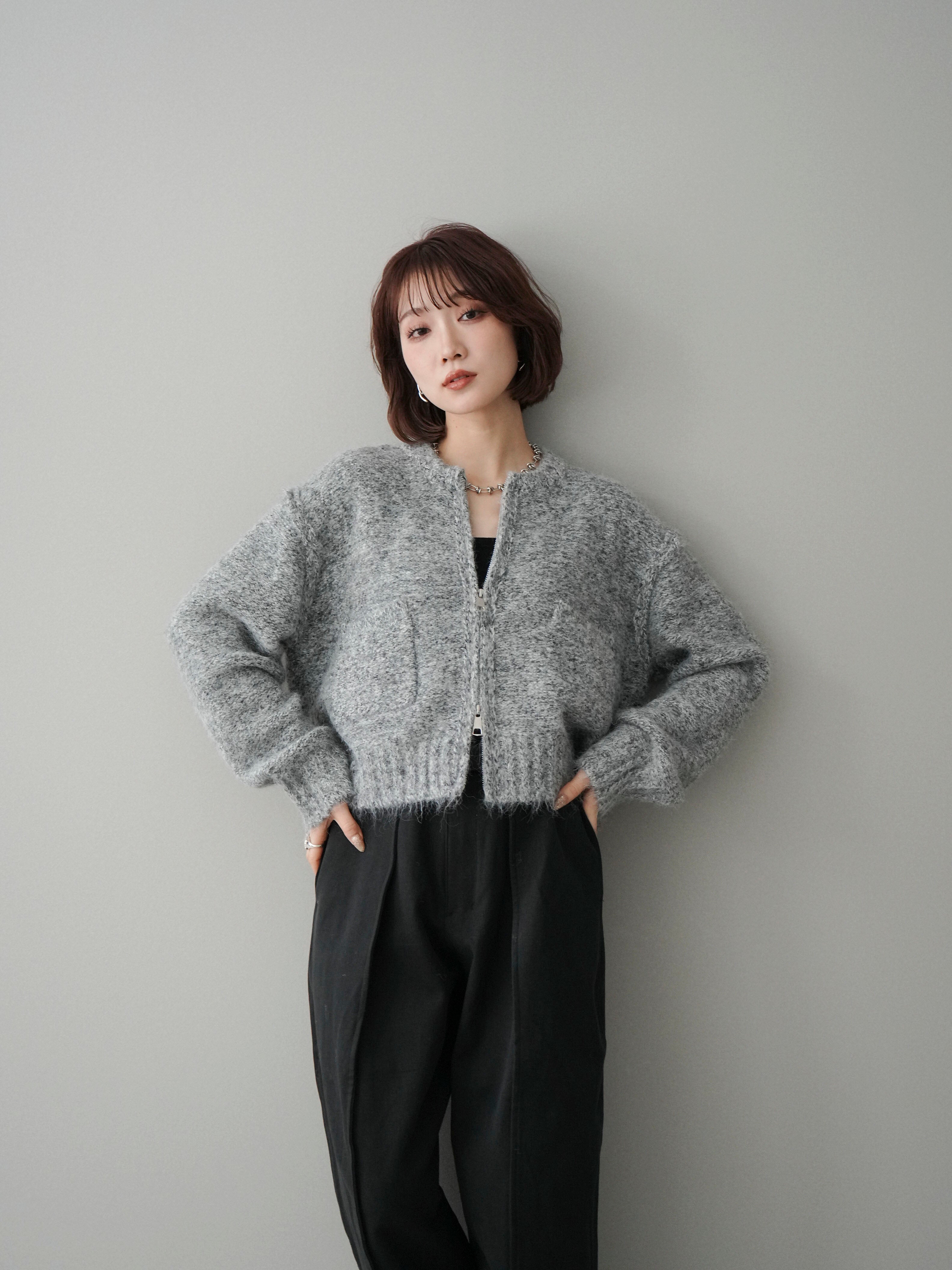 ミックスヤーンニットカーディガン 予約]ミックスヤーンダブルZIPニットカーディガン/gray – Lumier