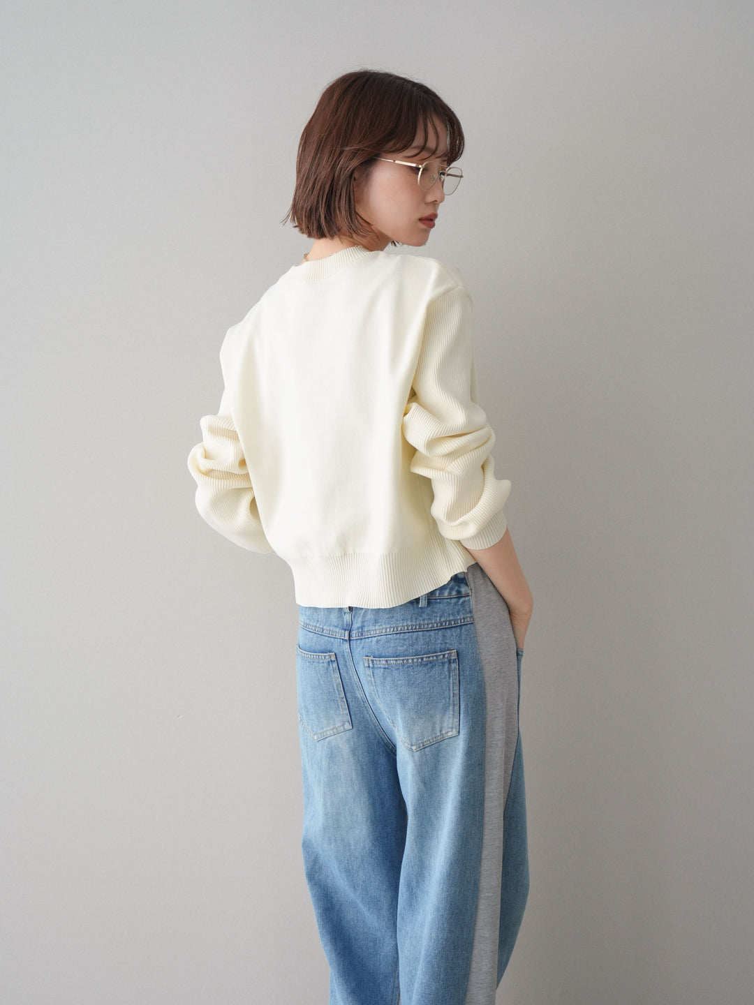 [SET]メタルボタンクルーネックニットカーディガン+選べるアクセセット(2set)