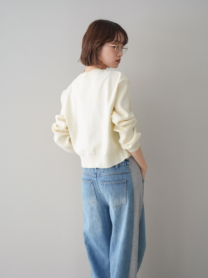 [SET]メタルボタンクルーネックニットカーディガン+選べるアクセセット(2set)