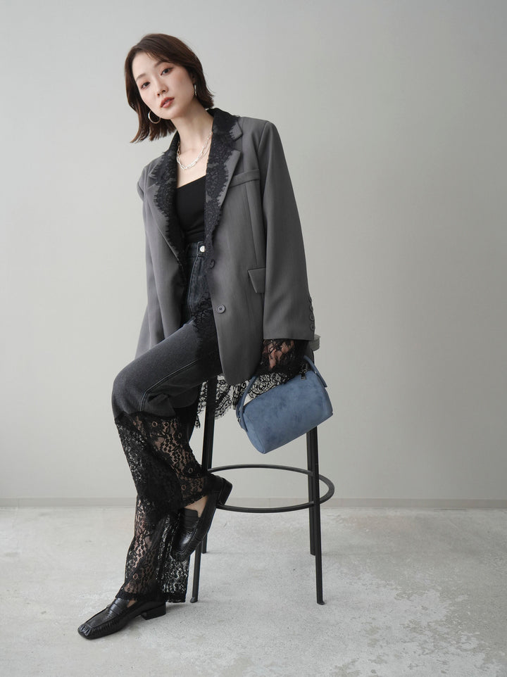 [予約]レースドッキングオーバージャケット/gray