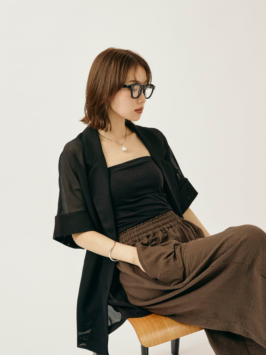 【Allure】[SET]メッシュハーフテーラードジャケット+メッシュハーフテーラードジャケット(2set)