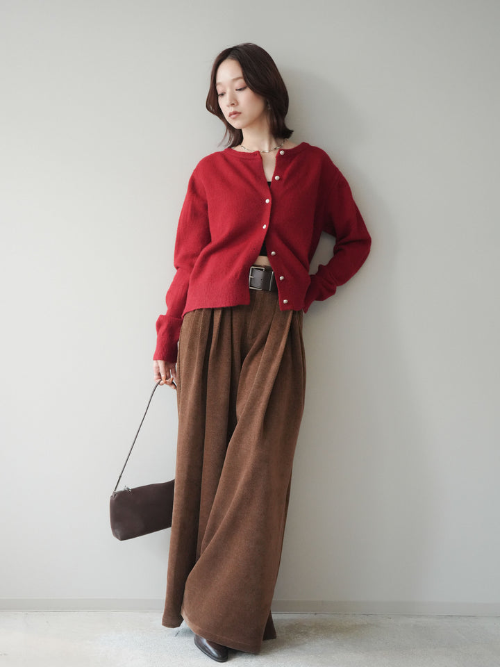 [予約]ベルトデザインループコールテンワイドパンツ(ベルト付き)/camel