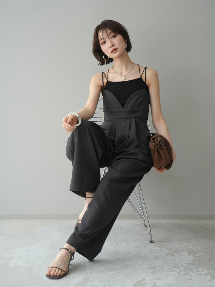 [予約]バックデザインサロペット/charcoal