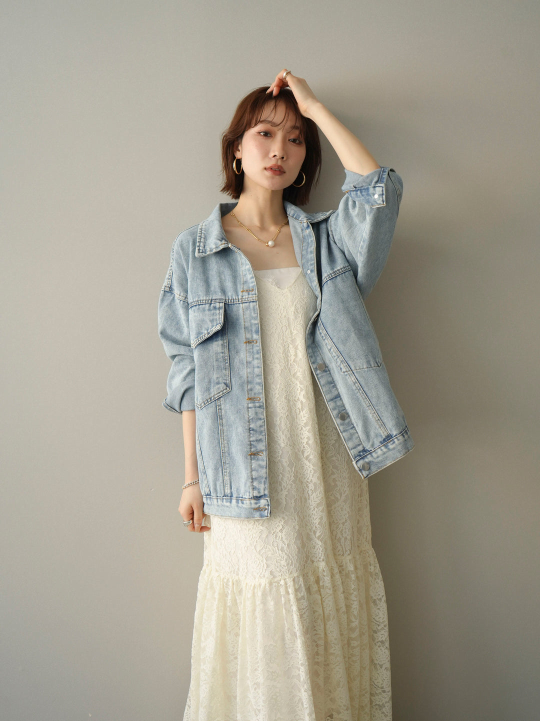 [SET]ギャザー切替レースキャミワンピース+ギャザー切替レースキャミワンピース(2set)