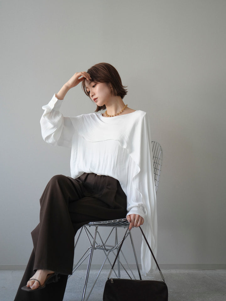 [予約]シルキードレープブラウス/white