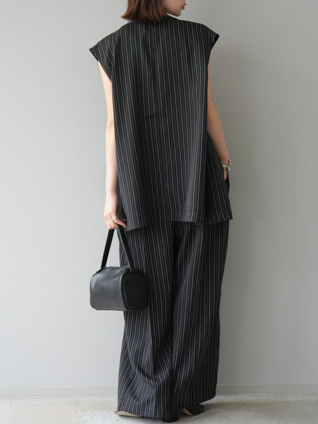 [SET]ヘリンボーンストライプジレ+ヘリンボーンストライプサロペット(2set)