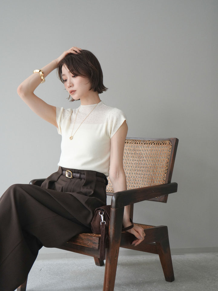 [SET]ビジューシアーフレンチニット+選べるアクセセット(2set)