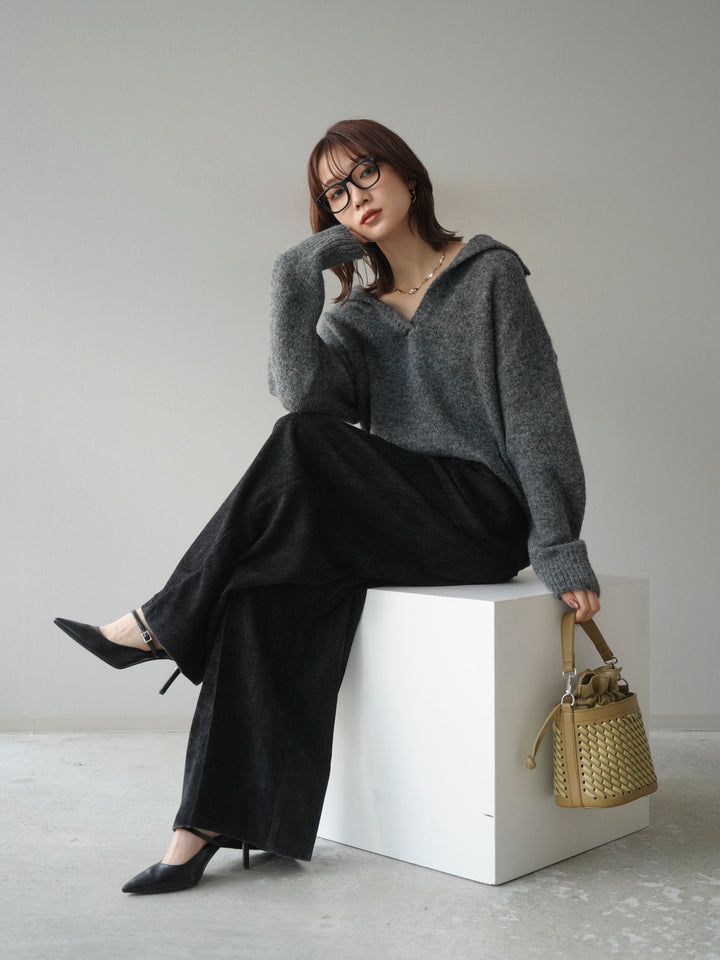 [予約]スキッパーニットプルオーバー/darkgray