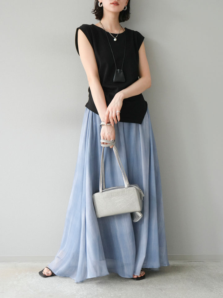 [予約]ニュアンスシアーフレアスカート/ブルー