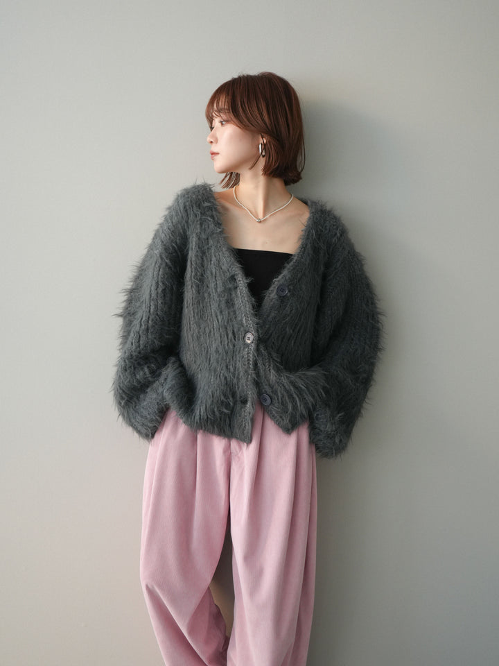 [予約]シャギーオーバーニットカーディガン/gray