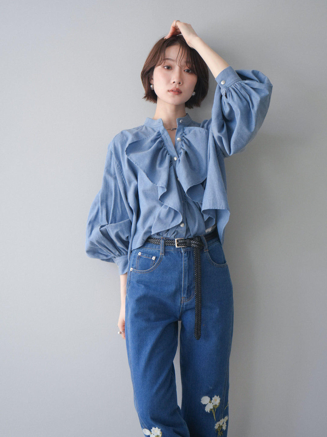 [SET]ラッフルフレアショートブラウス+ラッフルフレアショートブラウス(2set)