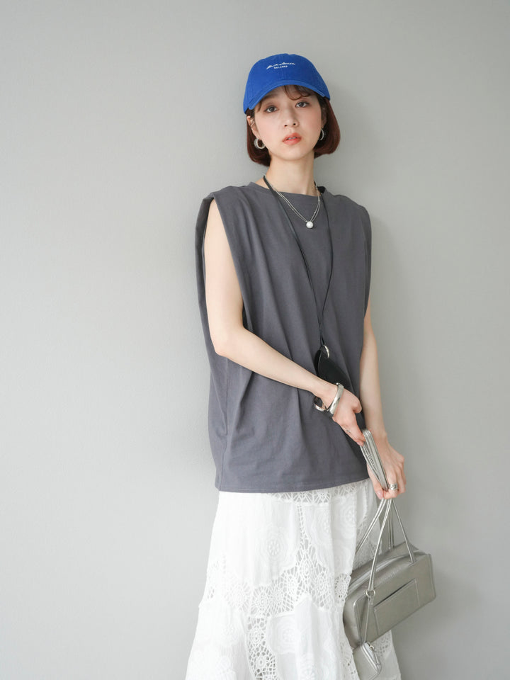 【預購】肩部褶皺法式袖套頭衫/黑色