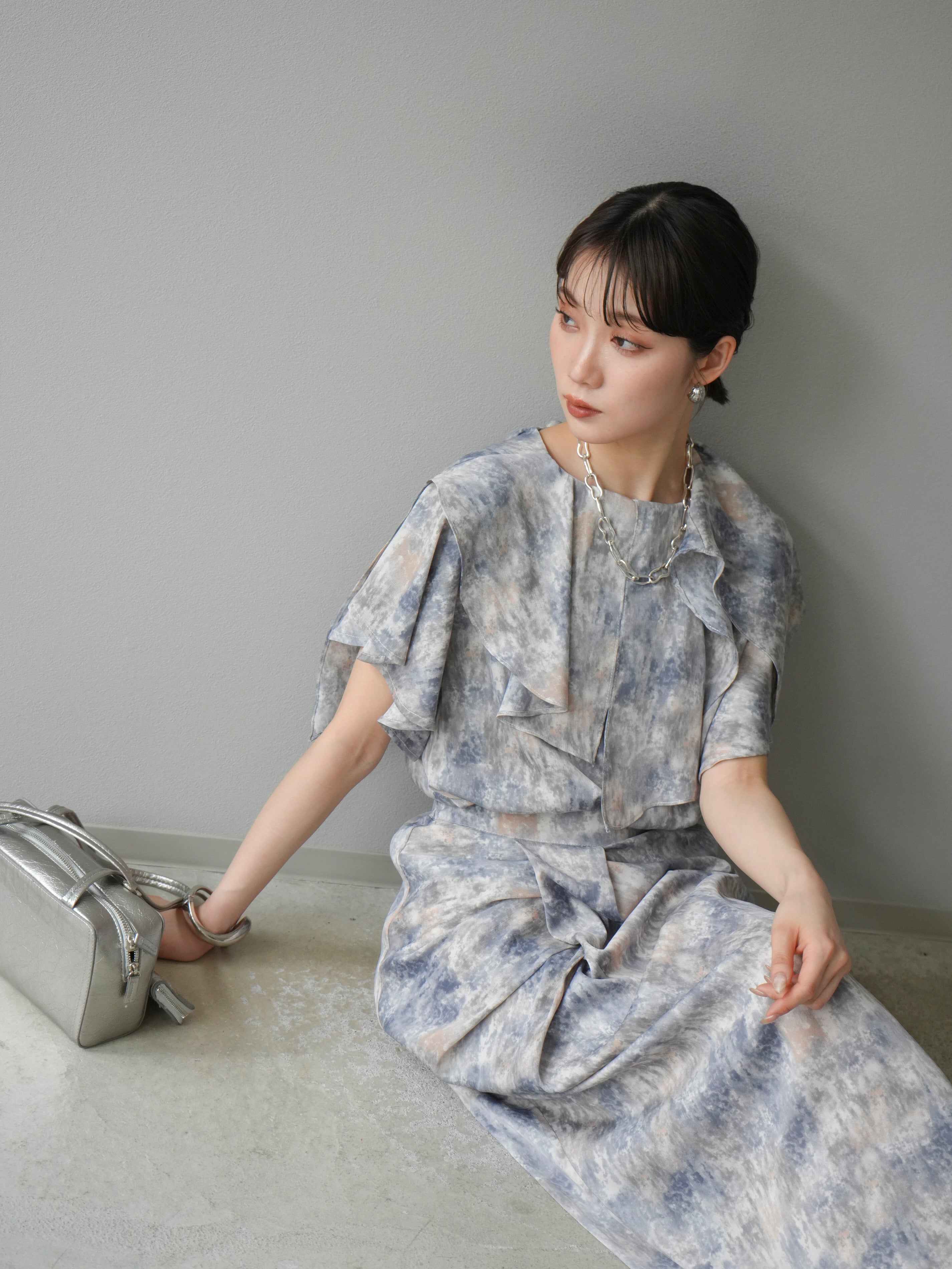 SET]水彩アートラッフルカラーブラウス+水彩アートタックIライン