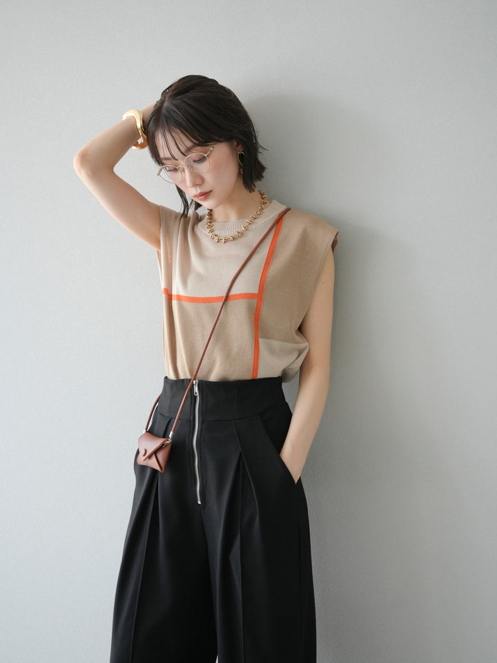 [SET] 同色系無袖針織套衫 + 可選飾品套裝（2 套）