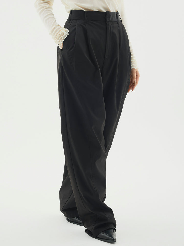[予約]タフタワイドカーブパンツ/ブラック