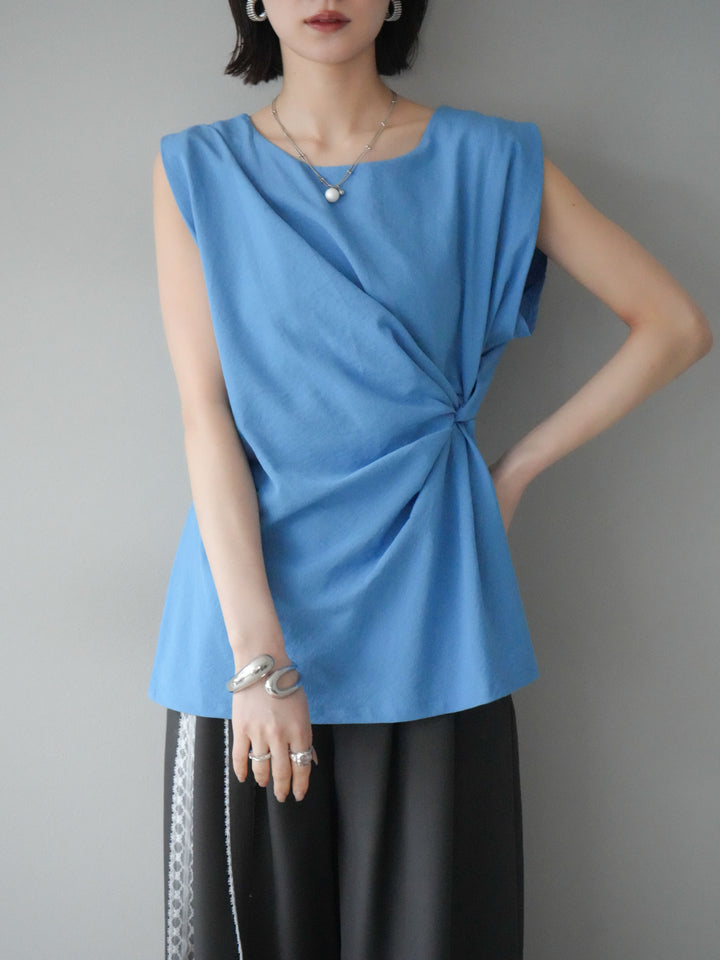 [予約]サイドツイストフレンチトップス/ブルー