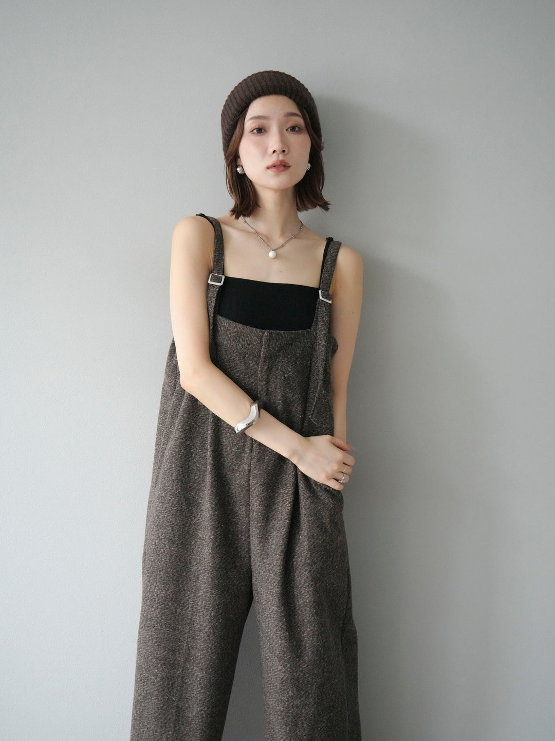 [予約]ツイードベアサロペット/ブラウン