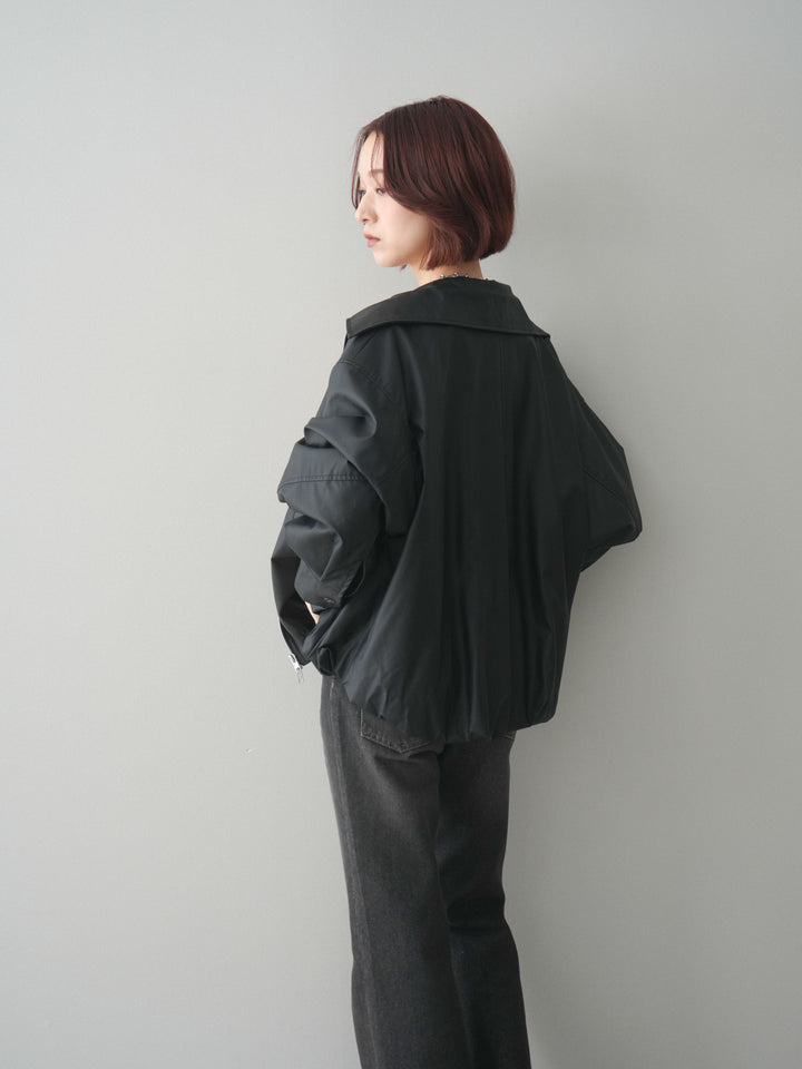 [予約]ウォッシャブルフェイクレザーバルーンジャケット/black