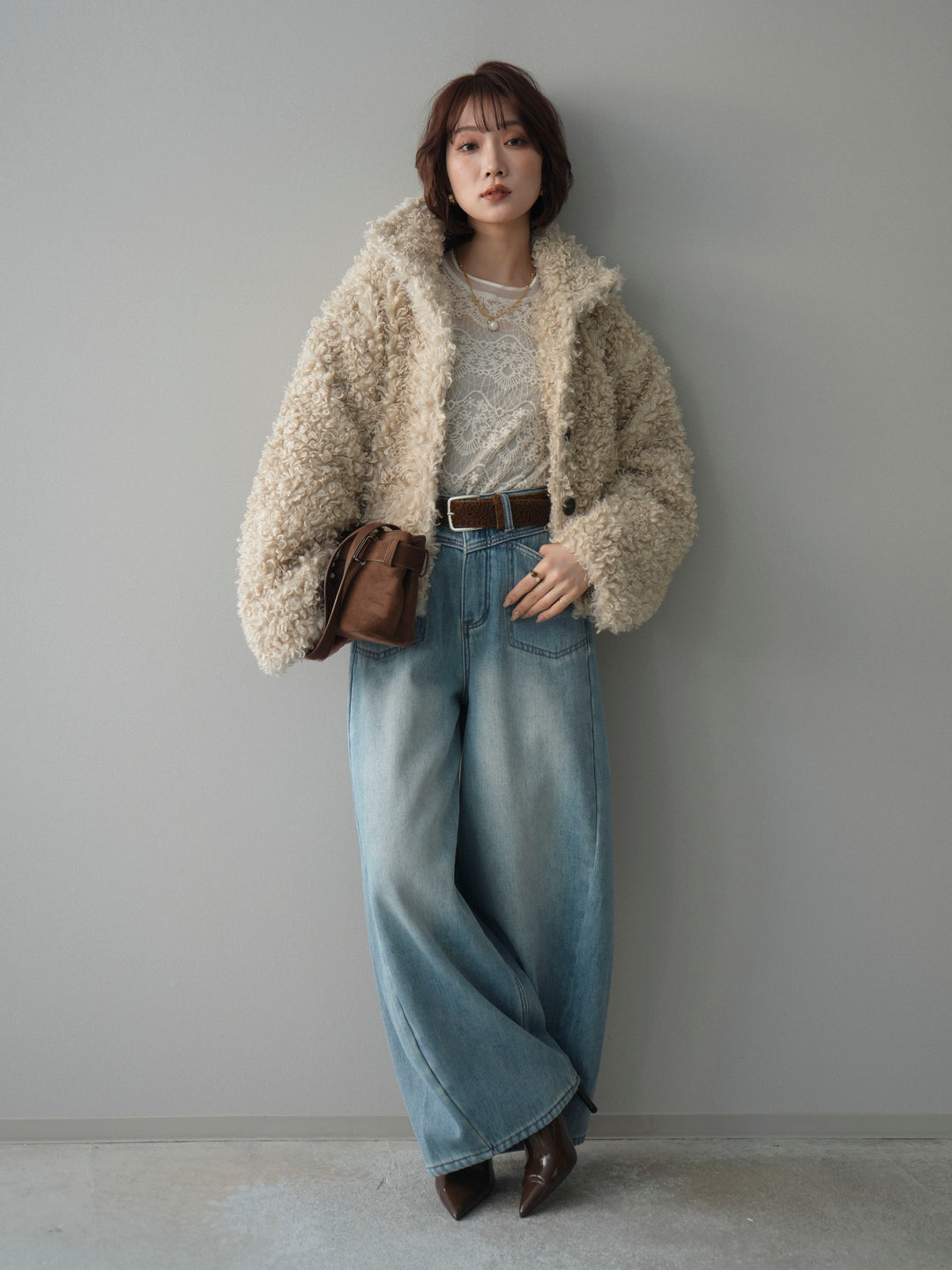 [予約]プードルファーミドルスタンドブルゾン/ivory