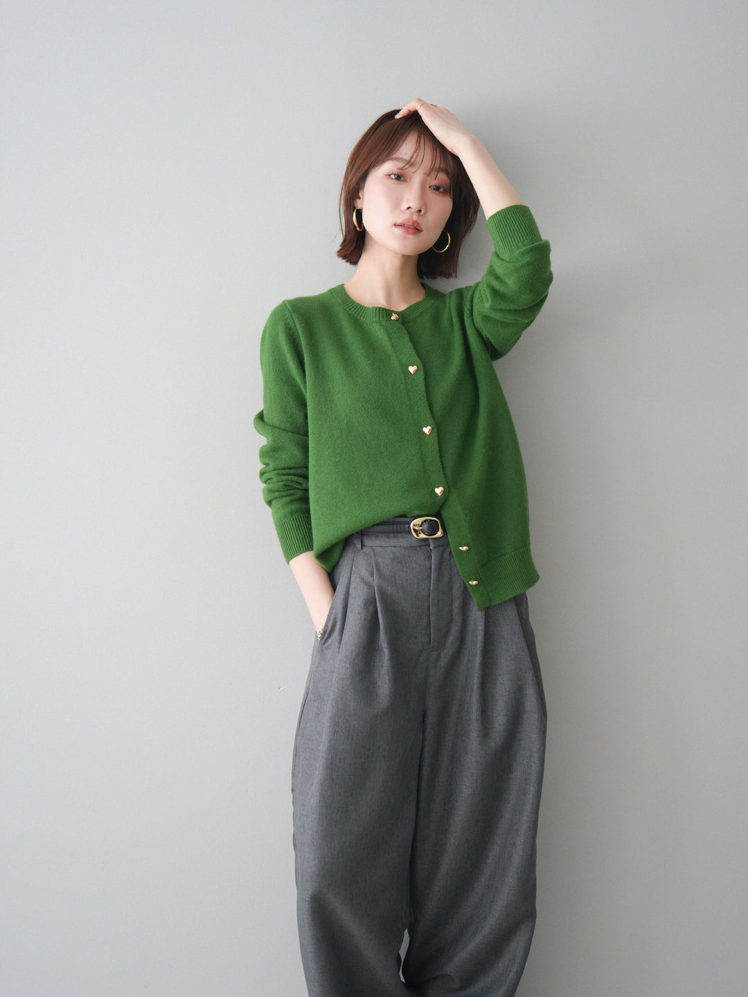 [SET]ハートボタンニットカーディガン+ハートボタンニットカーディガン(2set)