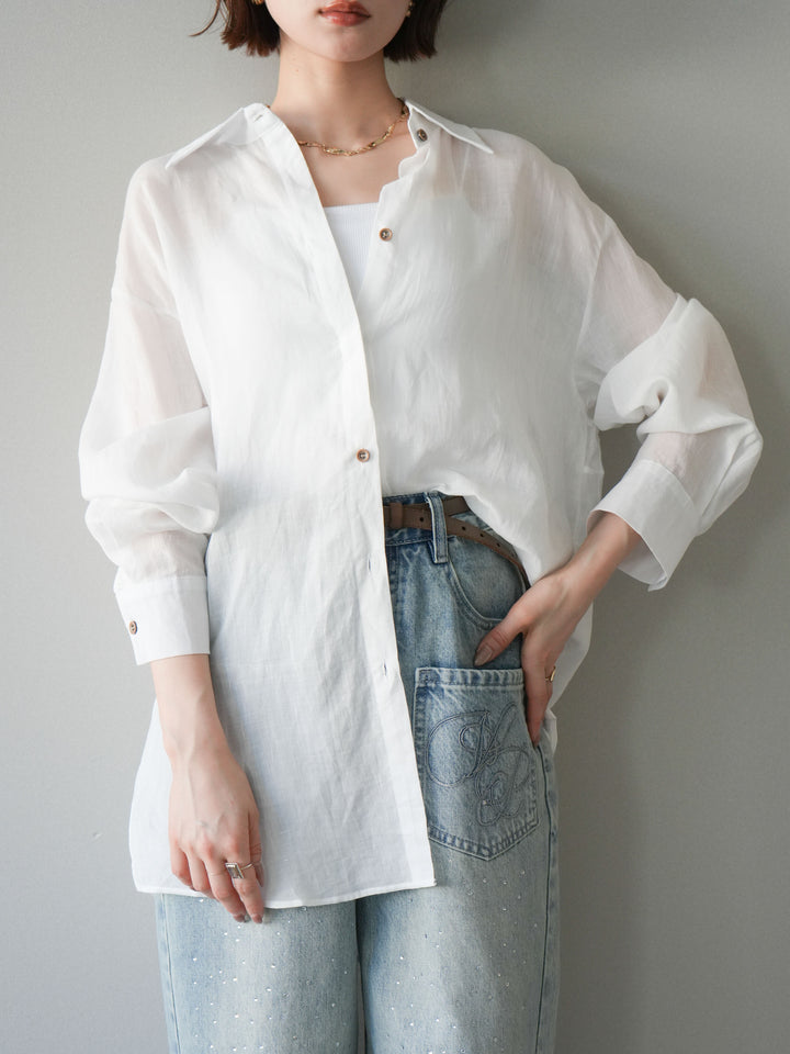 [予約]バックオープンツイストシャツ/white