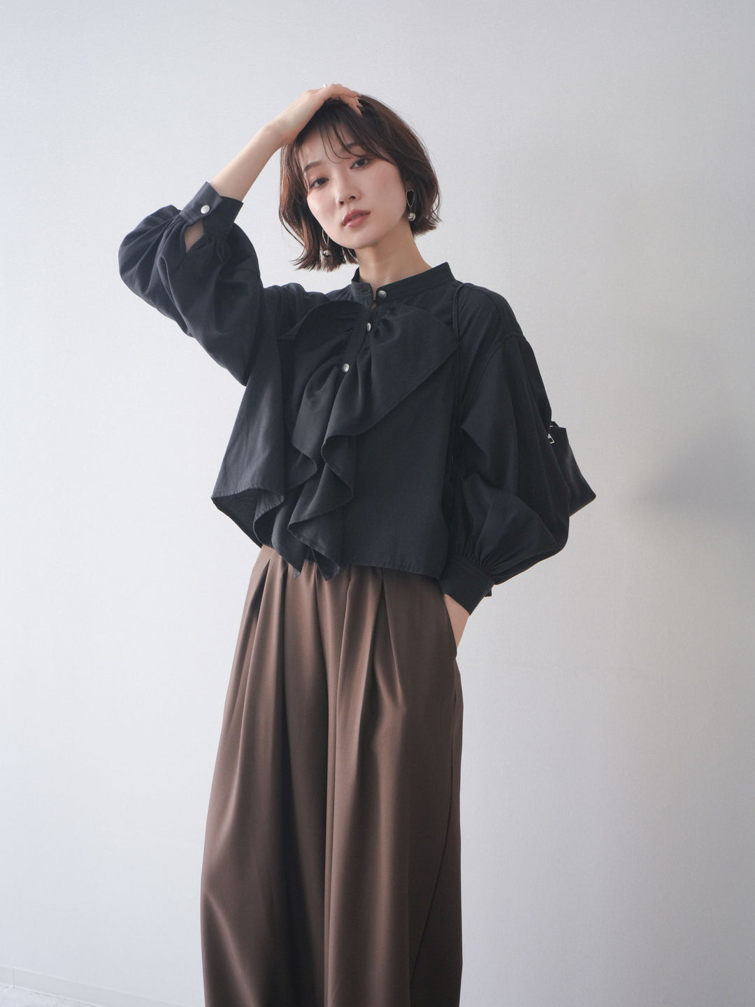 [SET]ラッフルフレアショートブラウス+ラッフルフレアショートブラウス(2set)