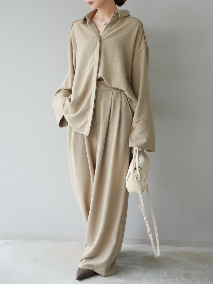 [予約]ネップワイドパンツ/ベージュ