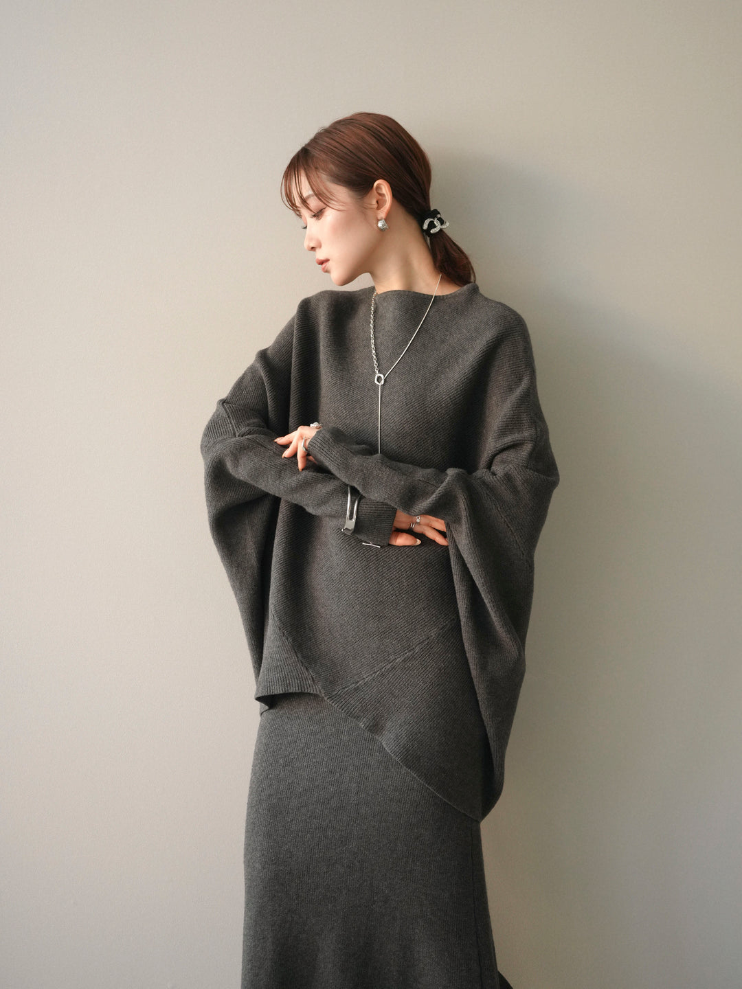 [SET]ウール混ドルマンニット&スカートSET UP+ウール混ドルマンニット&スカートSET UP(2set)