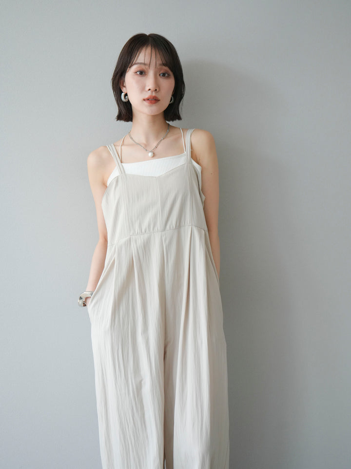 [予約]リネンライクビスチェデザインサロペット/エクリュ