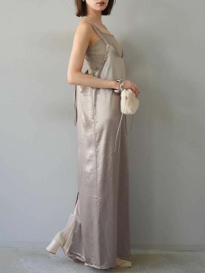 [予約]サテンキャミワンピース/グレージュ
