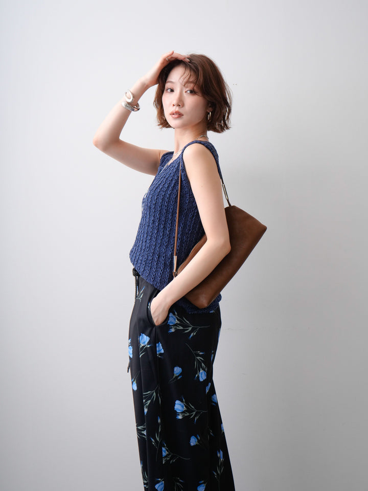 [予約]メランジケーブルニットタンクトップ/navy