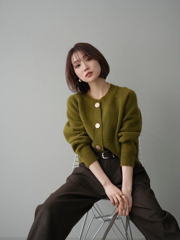 [予約]BIGボタンニットカーディガン/ green