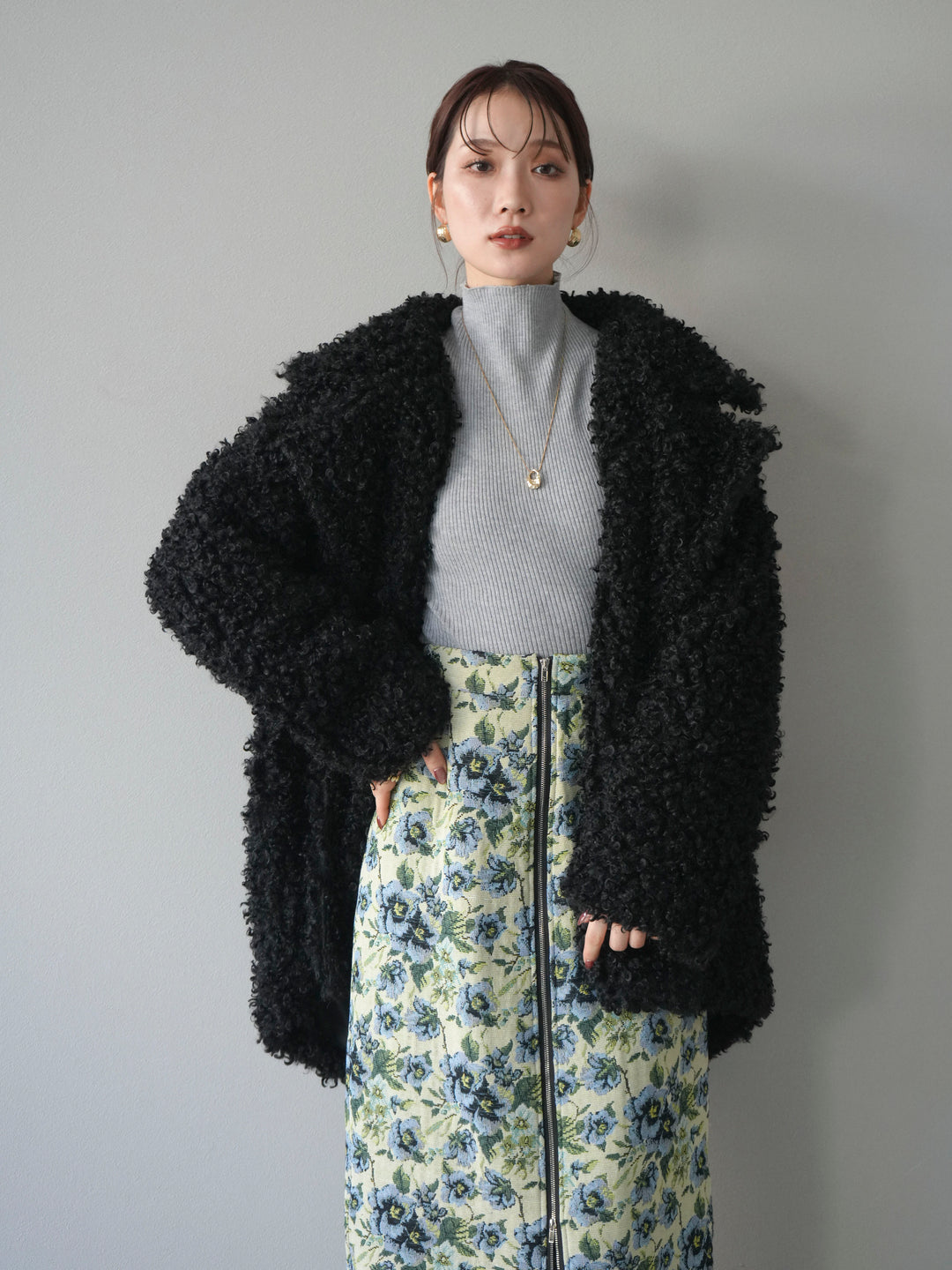 [予約]プードルファーダブルミドルコート/black