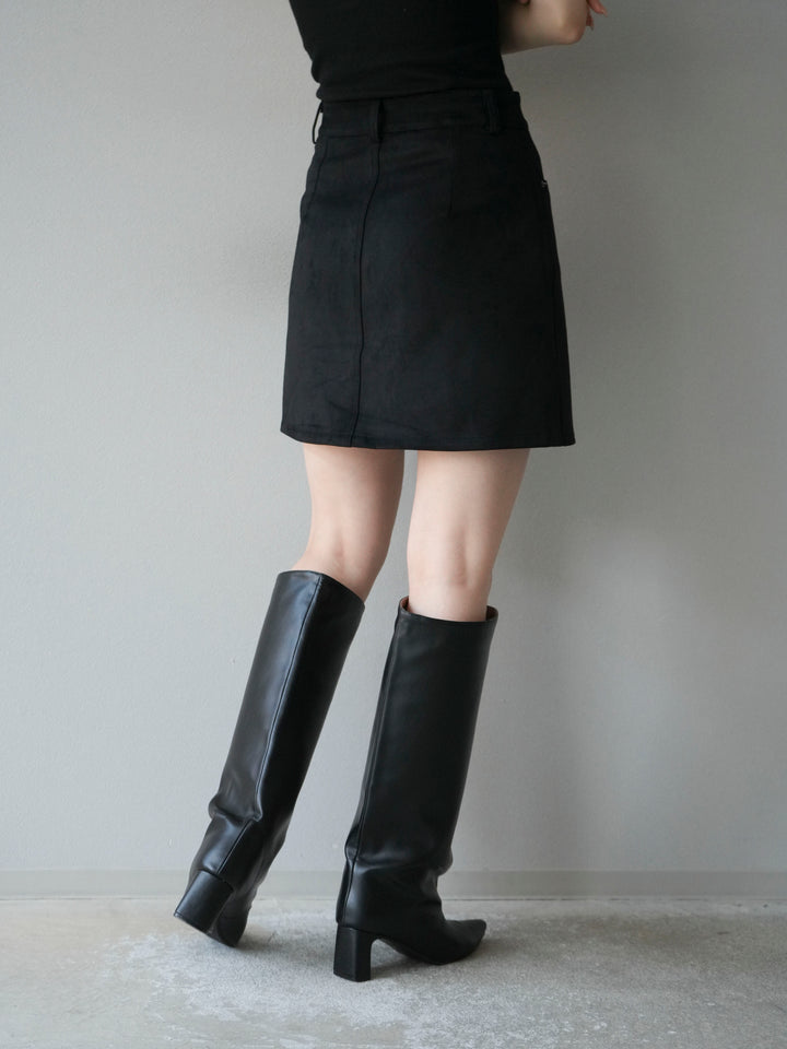 [予約]スエードペチパンツ付ミニスカート/ブラック
