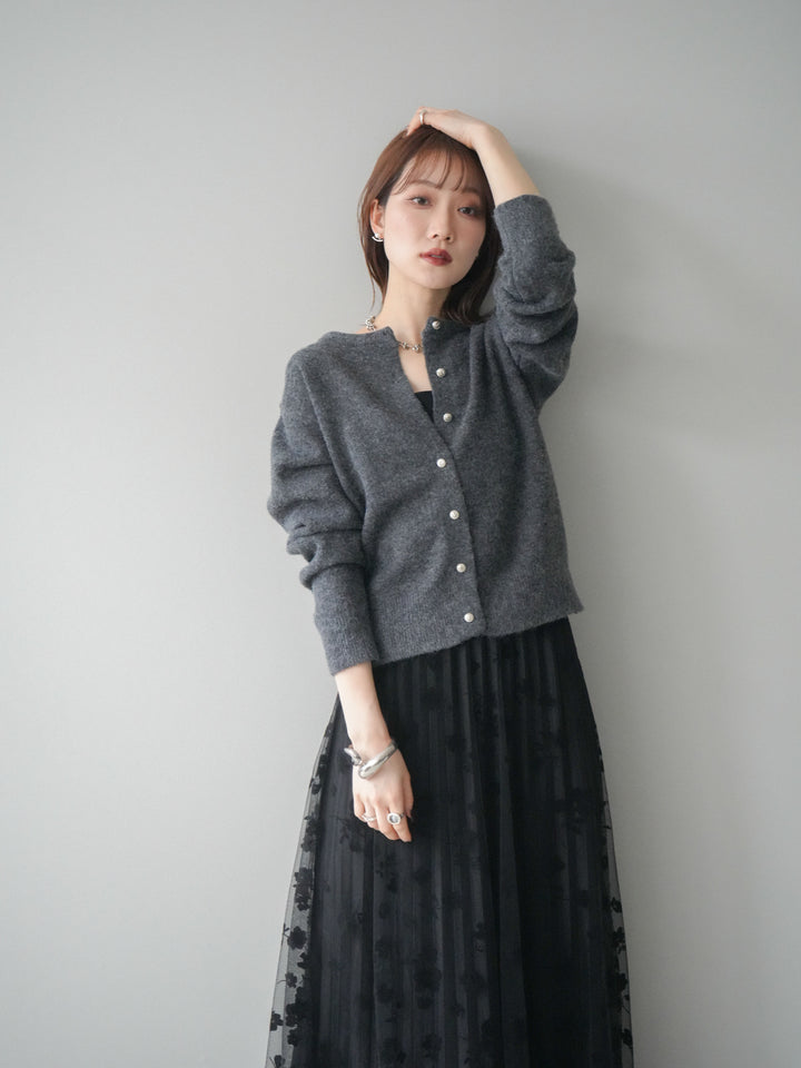 [予約]アンティークボタンニットカーディガン/charcoal