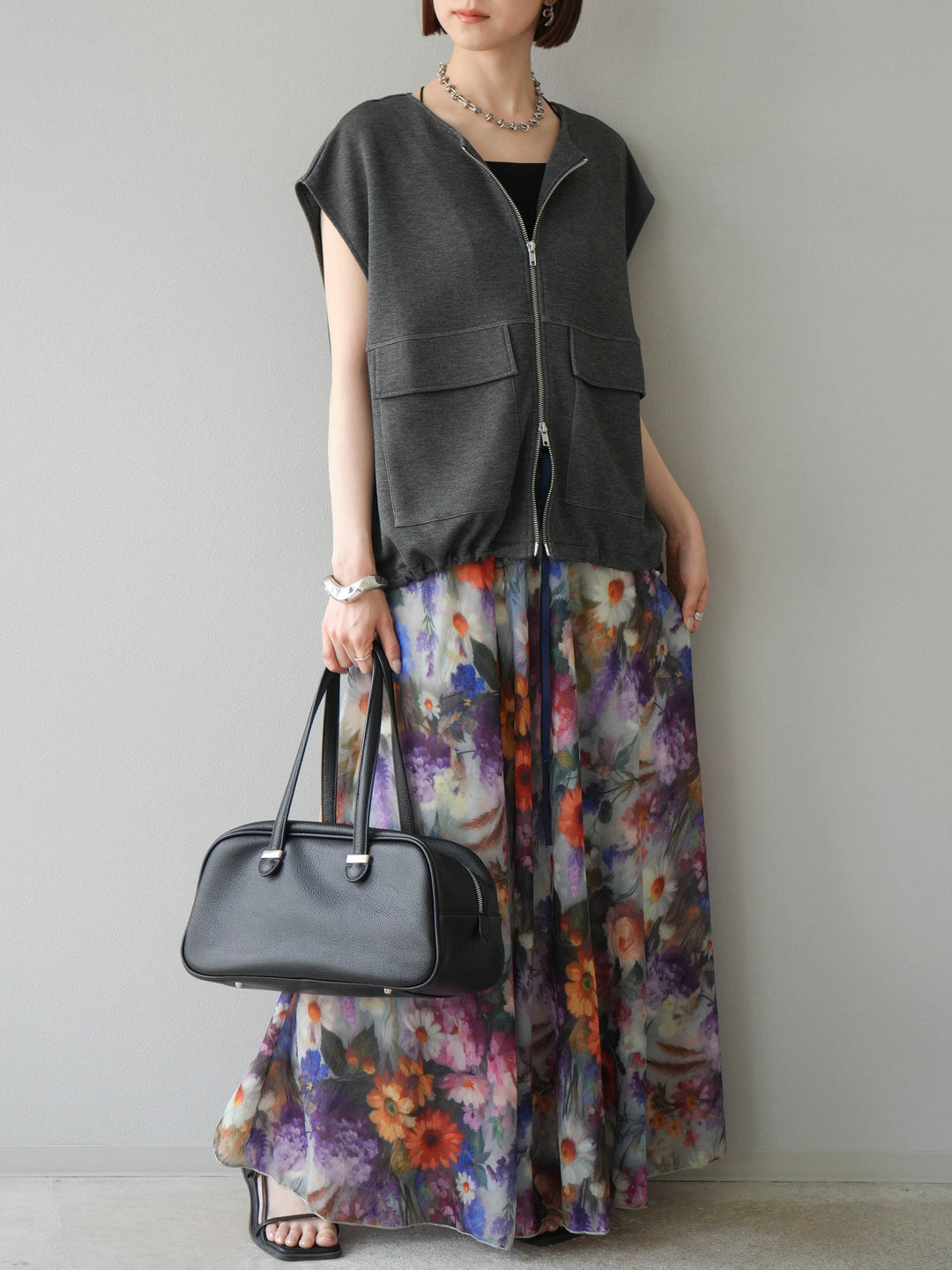 [予約]ライトポンチZIPブルゾン/チャコール