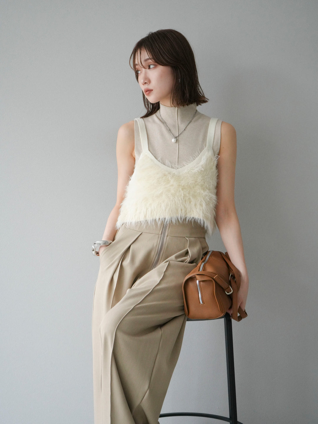 [予約]シャギーニットビスチェ/アイボリー