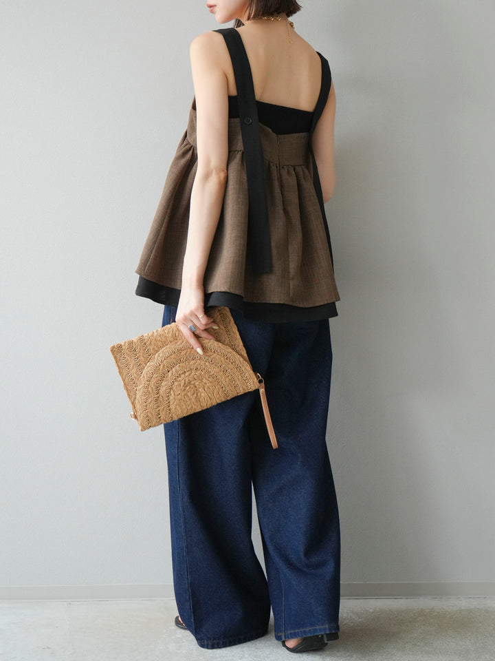 [予約]ダブルタックワイドデニムパンツ/インディゴ