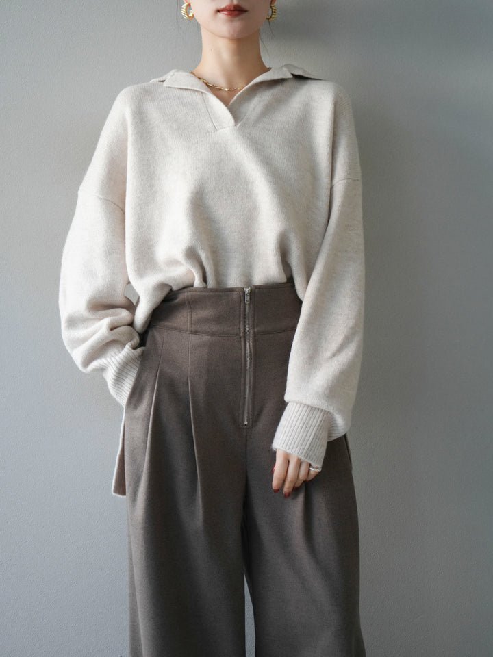 [予約]スキッパーオーバーニットプルオーバー/oatmeal