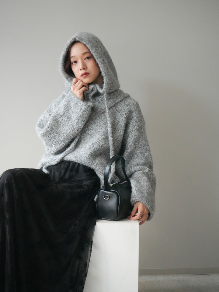 [SET]バラクラバSETニットプルオーバー+フラワーフロッキーチュールプリーツスカート(2set)