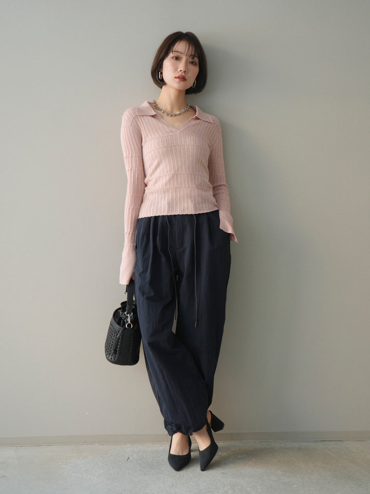 [予約]シアーリブスキッパーニットトップス/pink